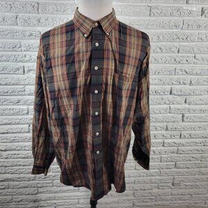 Sun River Mens Shirt XXL Long Sleeve Brown Casual Wrinkle Stain Resistant PLA92X